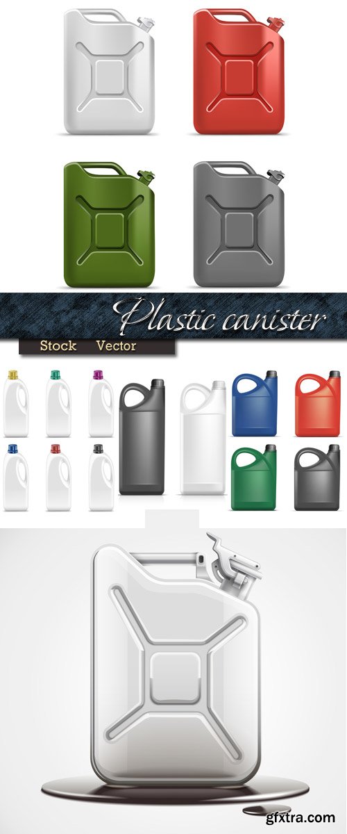Color plastic canisters in Vector