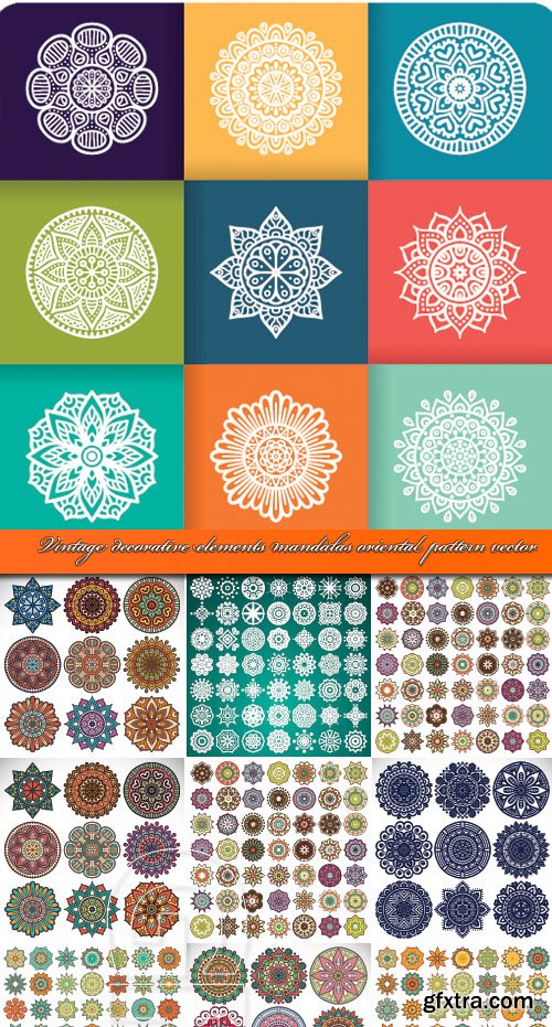 Vintage decorative elements mandalas oriental pattern vector