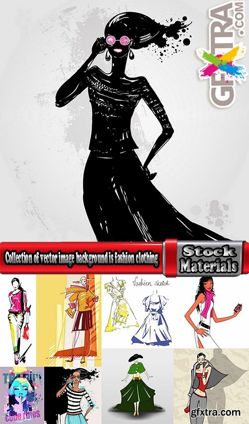 Collection of vector image background is fashion clothing icon stylish girl 25 EPS