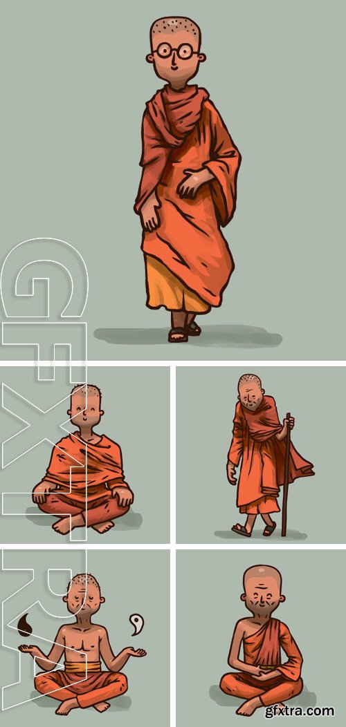Stock Vectors - Buddhist Old Monk, vector