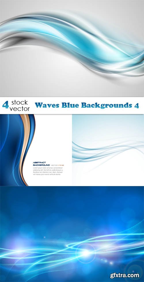 Vectors - Waves Blue Backgrounds 4