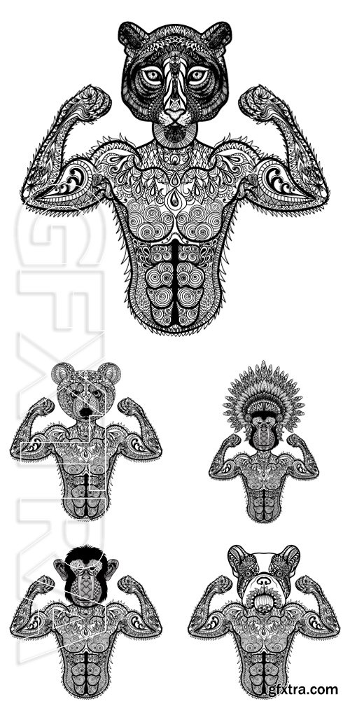 Stock Vectors - Hand Drawn sport vector illustration isolated on white background. Vintage sketch for tattoo design or makhenda. Animal art collection