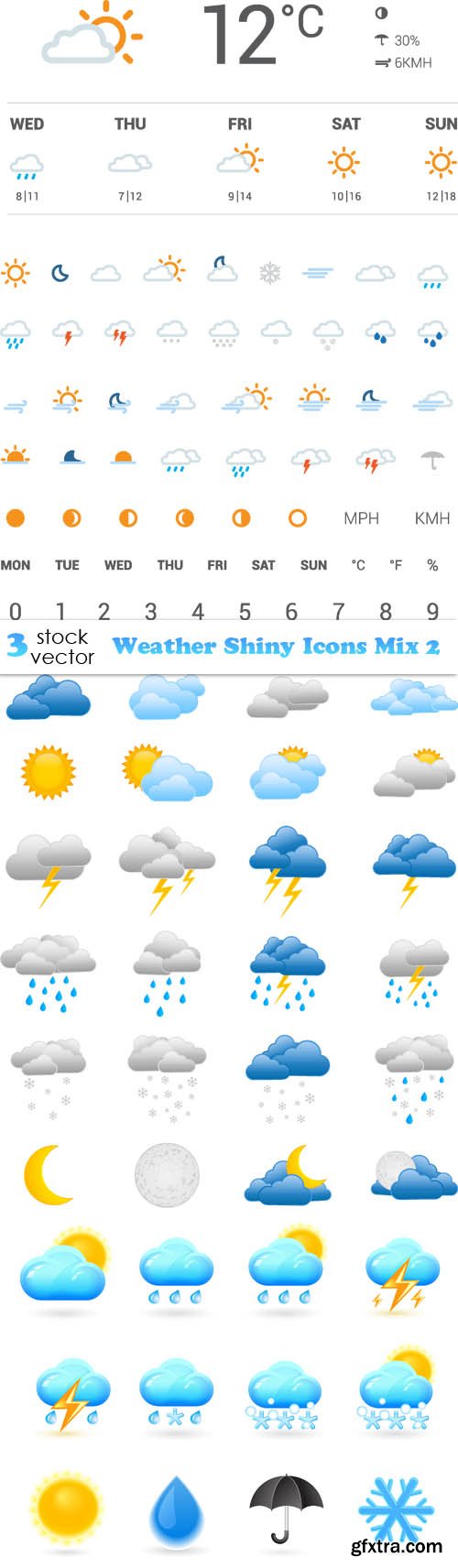 Vectors - Weather Shiny Icons Mix 2
