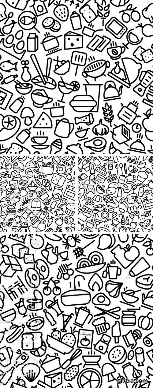 Stock Vectors - Food and Drinks Seamless Sketchy Icon Pattern Illustration