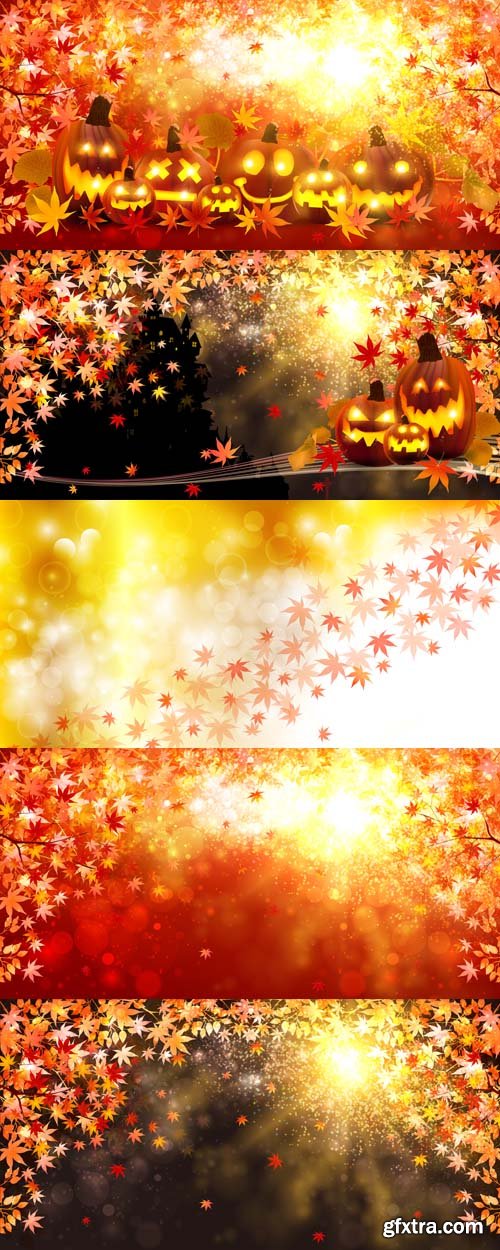 Halloween Autumn Vector Banners