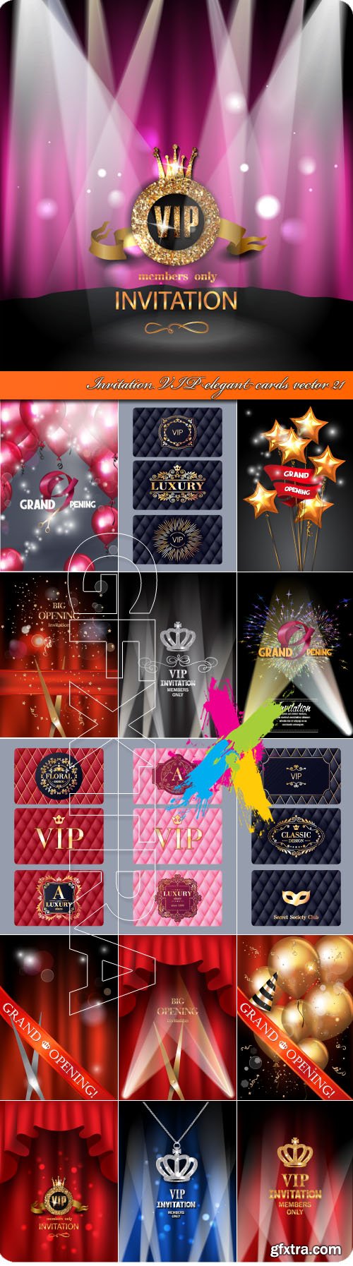 Invitation VIP elegant cards vector 21