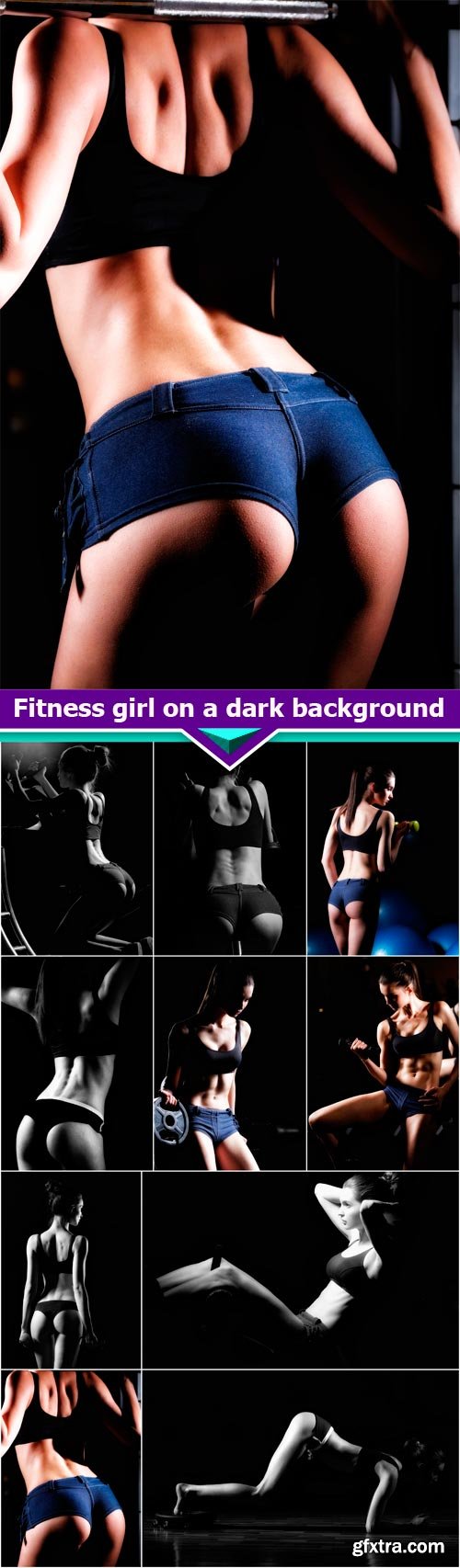 Fitness girl on a dark background 10X JPEG