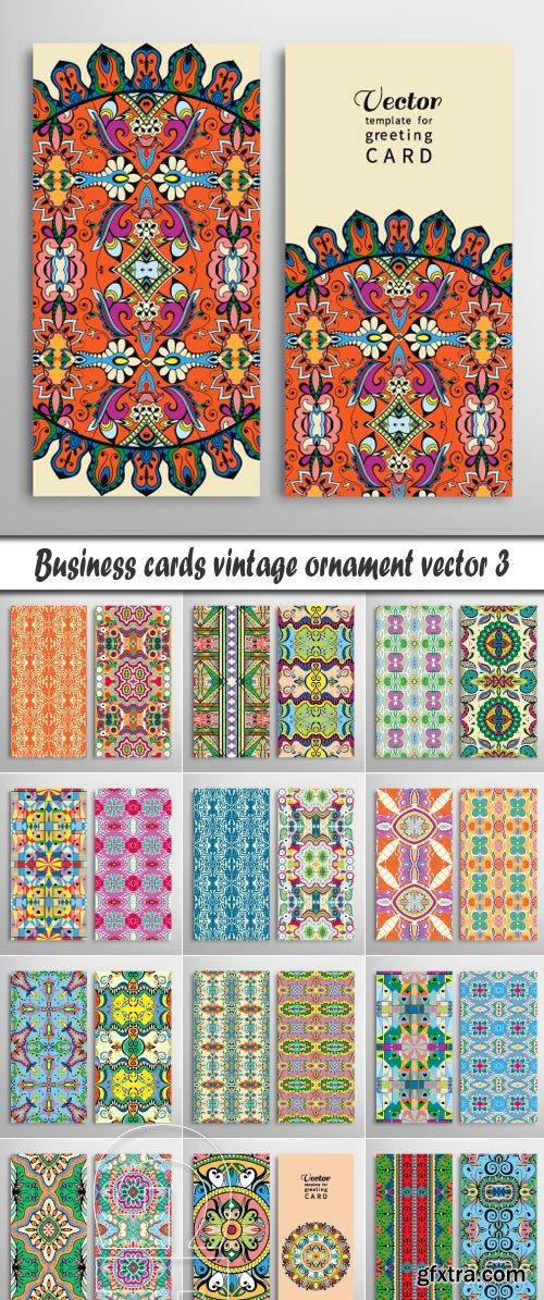 Business cards vintage ornament vector 3