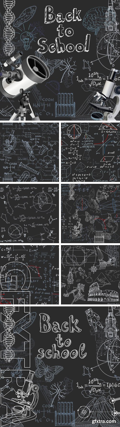 Stock Vectors -Seamless pattern of the formulas on the physics isolated on blackboard