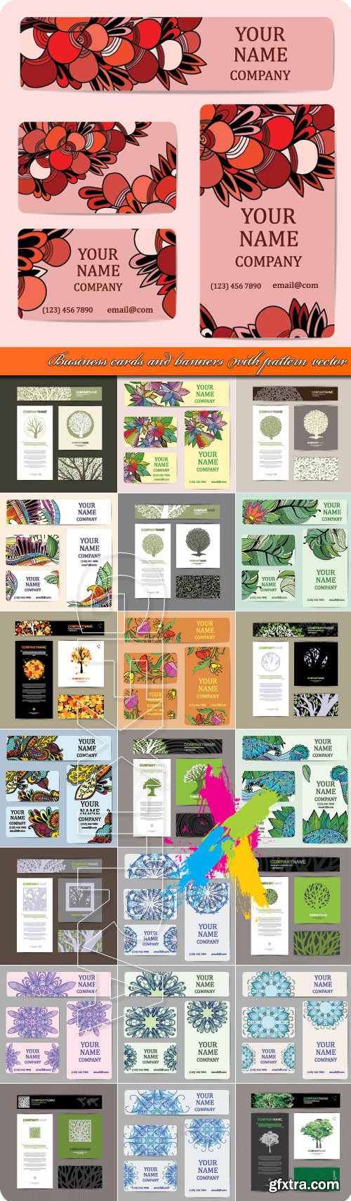 Business cards and banners with flora vector