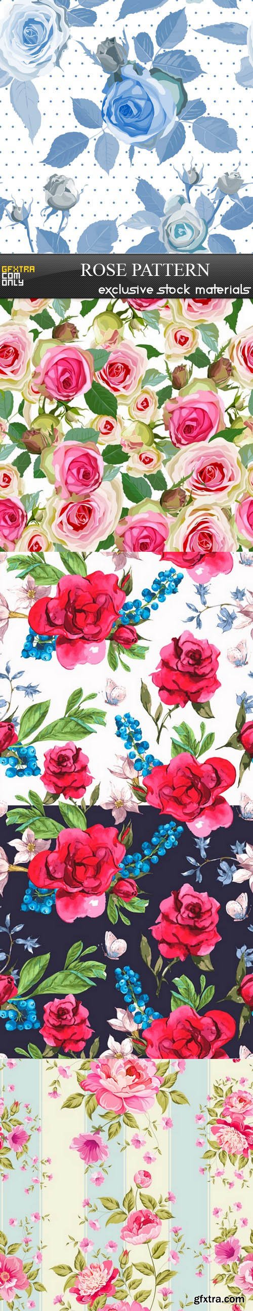 Seamless Rose Vintage Patterns 5xEPS