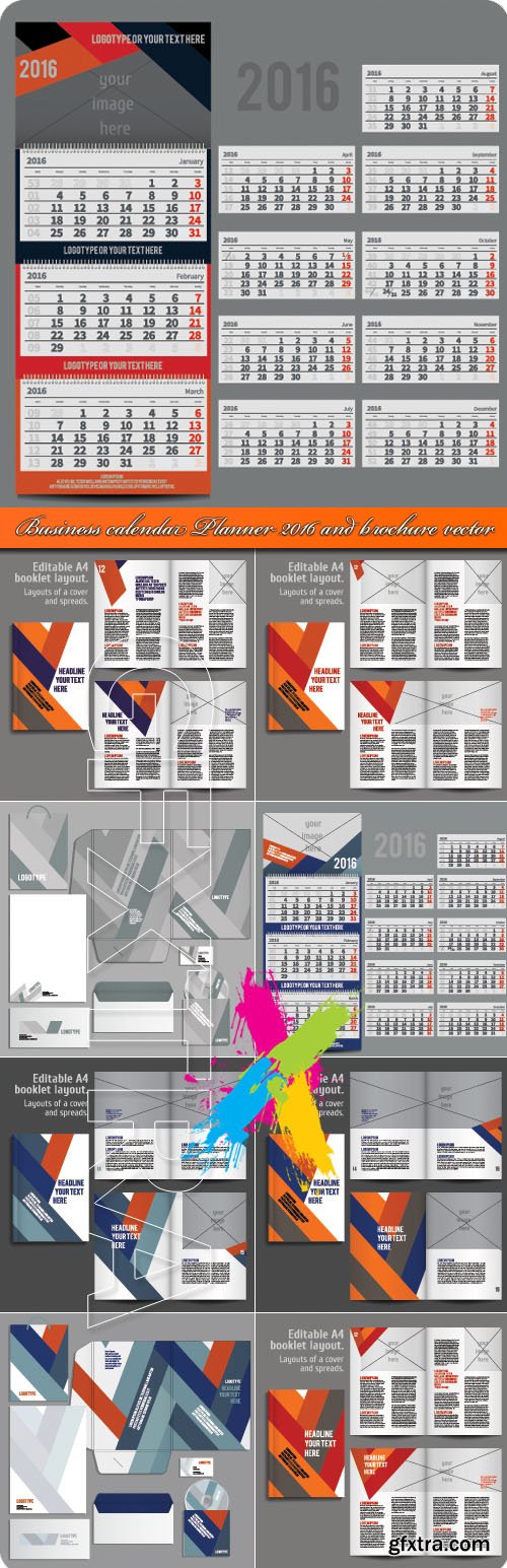Business calendar planner 2016 and brochure vector