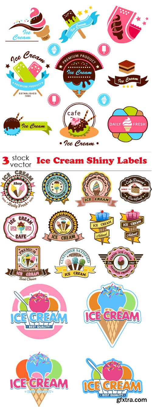 Vectors - Ice Cream Shiny Labels
