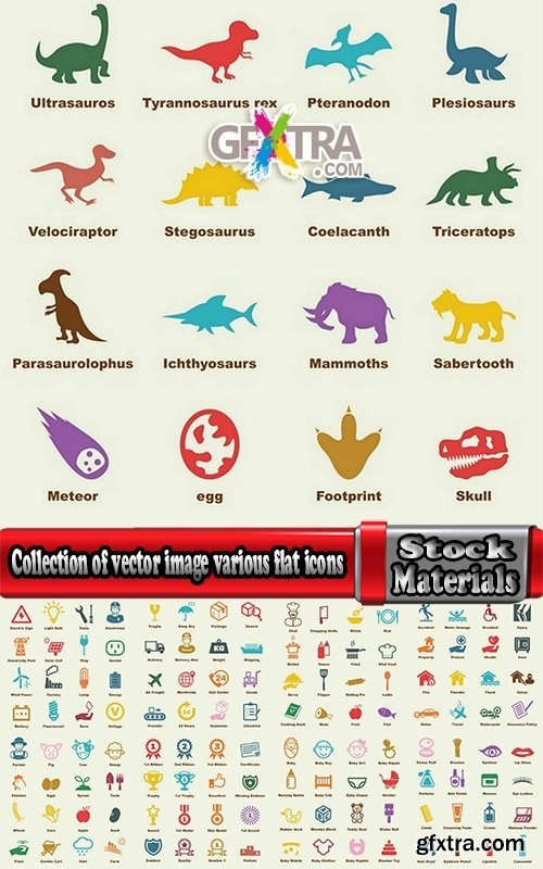 Collection of vector image various flat icons on various subjects #7-25 Eps