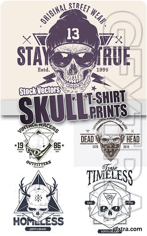 Skull t-shirt prints - Stock Vectors