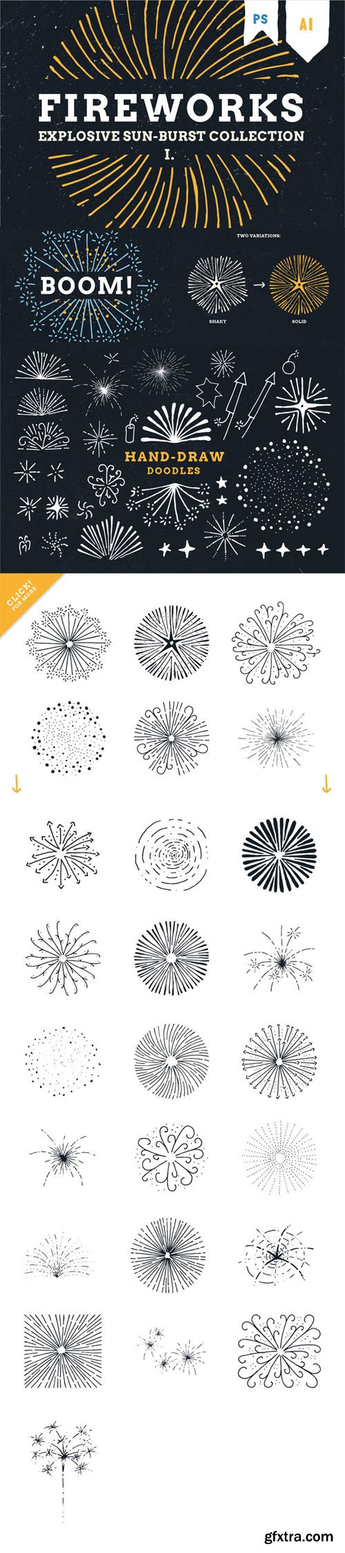Fireworks - hand draw explosion pack - CM 108191