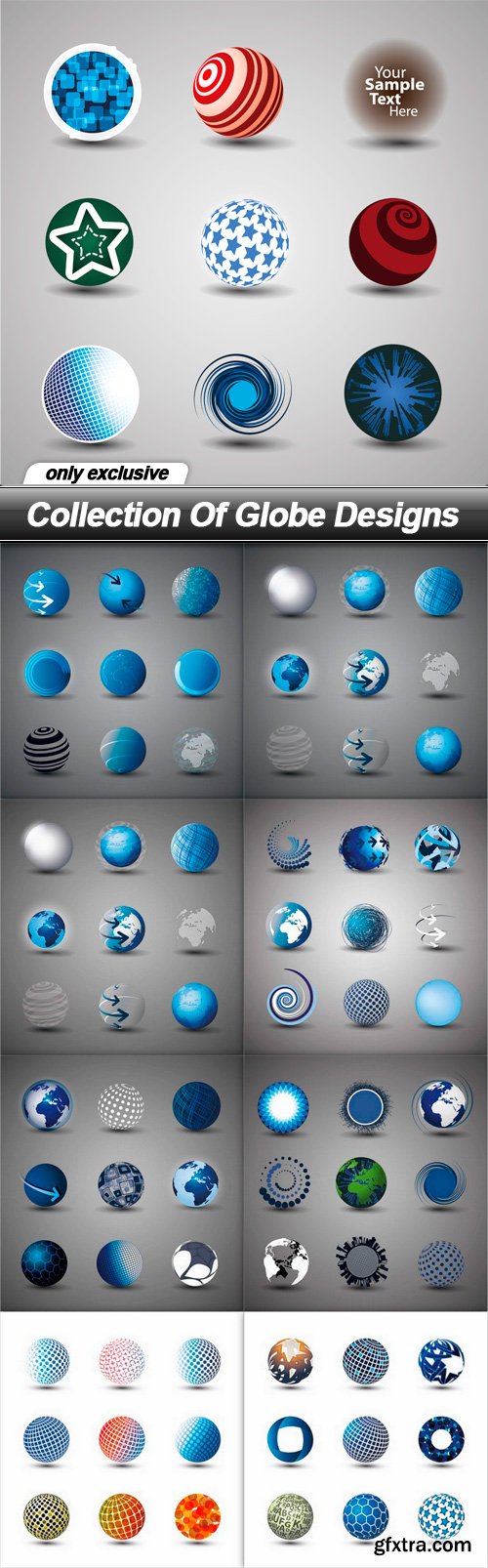 Collection Of Globe Designs - 9 EPS