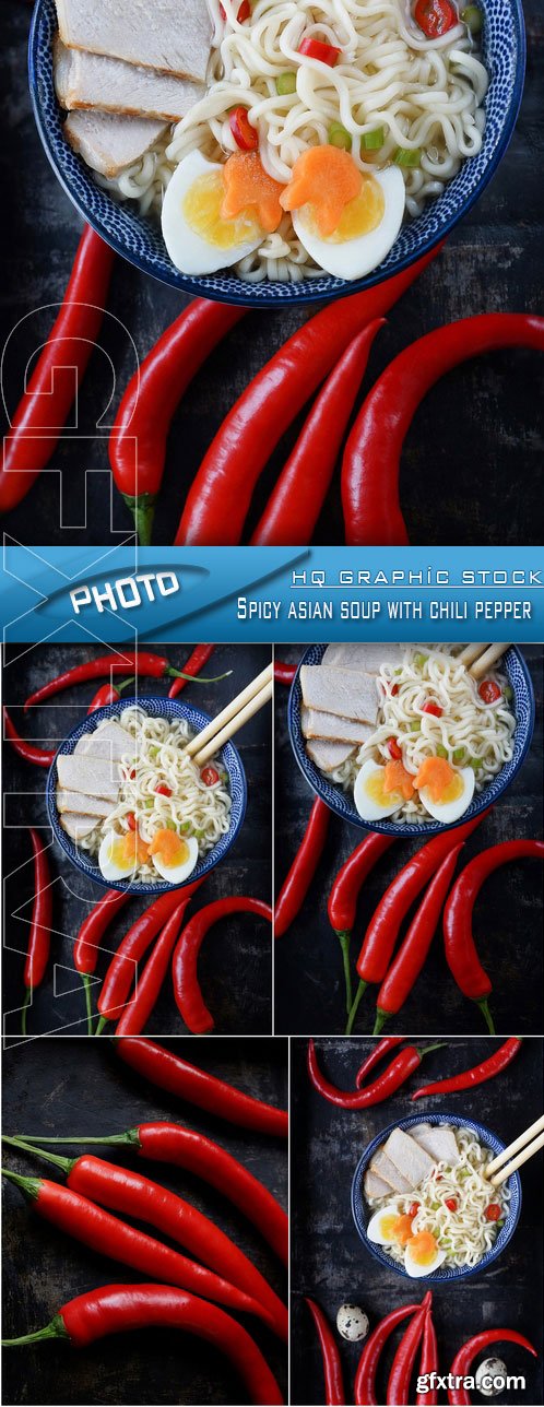 Stock Photo - Spicy asian soup with chili pepper