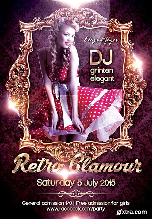 Retro Glamour 2 Flyer PSD Template + Facebook Cover