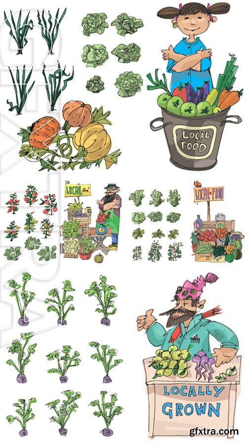 Stock Vectors - Vendor of locally grown produce - cartoon