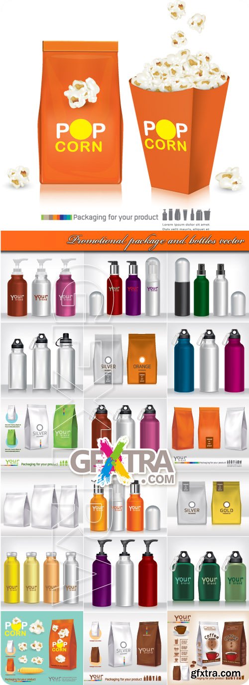 Promotional package and bottles vector