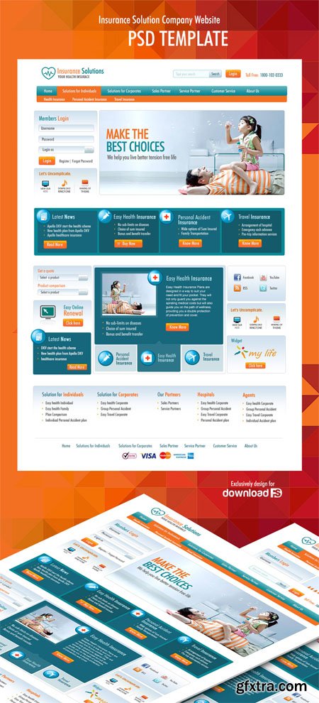 Insurance Solution Company Website PSD Template