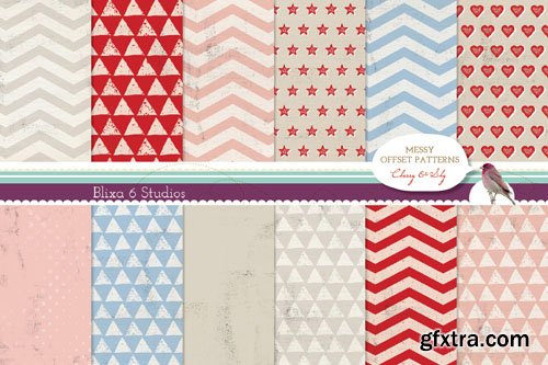 Cherry Red and Sky Blue Digital Graphic Patterns