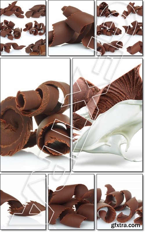 Chocolate shaving on white background - Stock photo