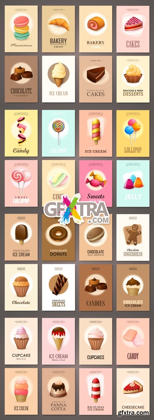 Brochure Templates with Sweets Vector