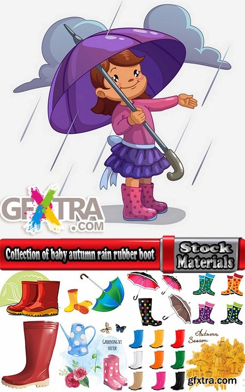 Collection of baby autumn rain rubber boot umbrella 25 EPS