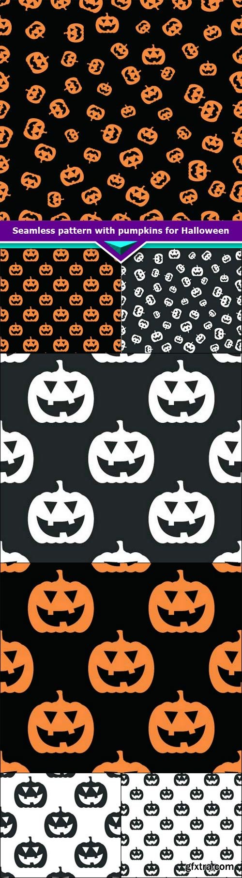 Seamless pattern with pumpkins for Halloween 7x EPS