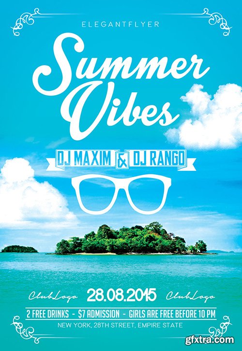 Summer Vibes Flyer PSD Template + Facebook Cover