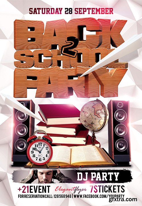 Back to School Party 4 Flyer PSD Template + Facebook Cover