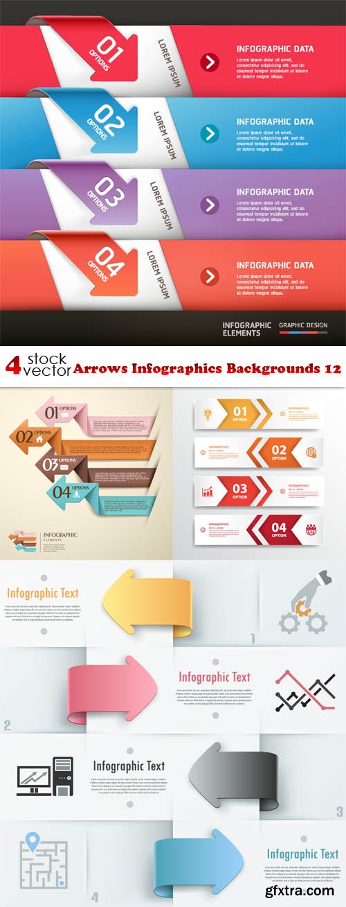Vectors - Arrows Infographics Backgrounds 12