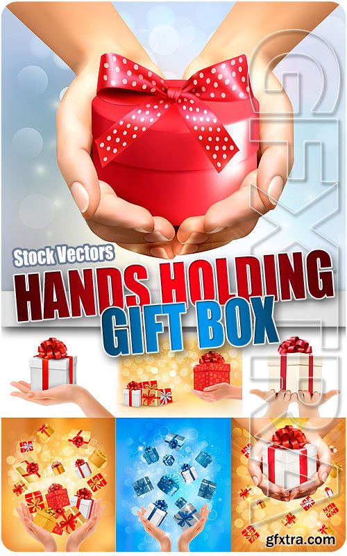Hands holding gift box - Stock Vectors