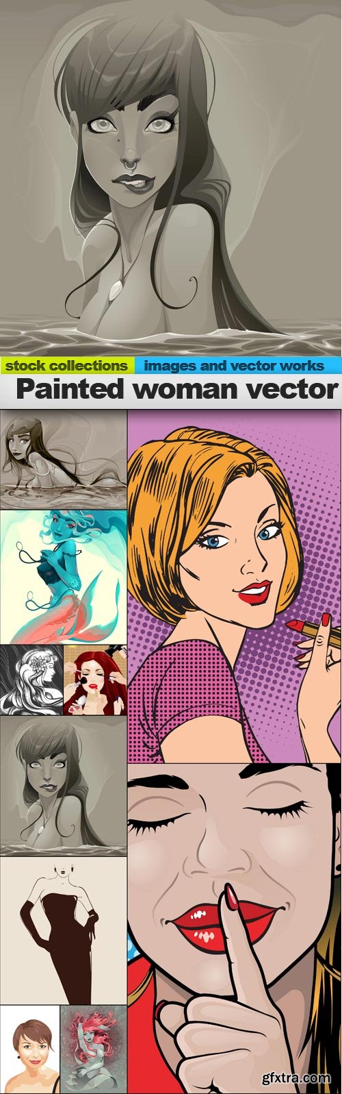 Painted woman vector, 10 x EPS