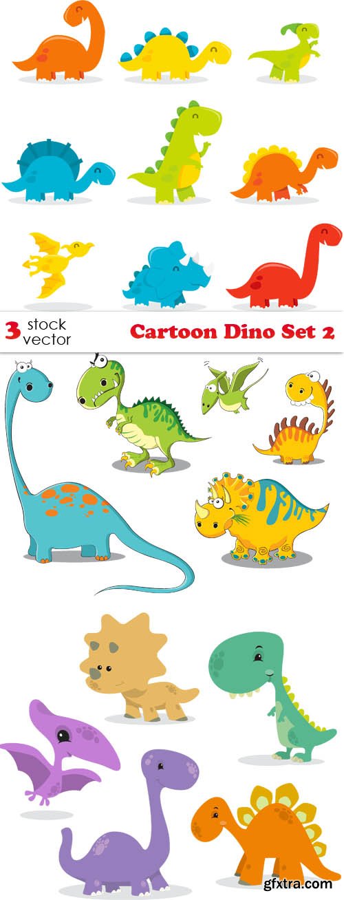 Vectors - Cartoon Dino Set 2