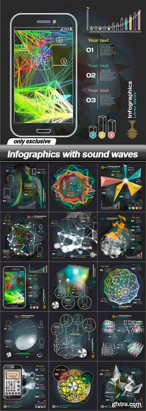 Infographics with sound waves - 15 EPS