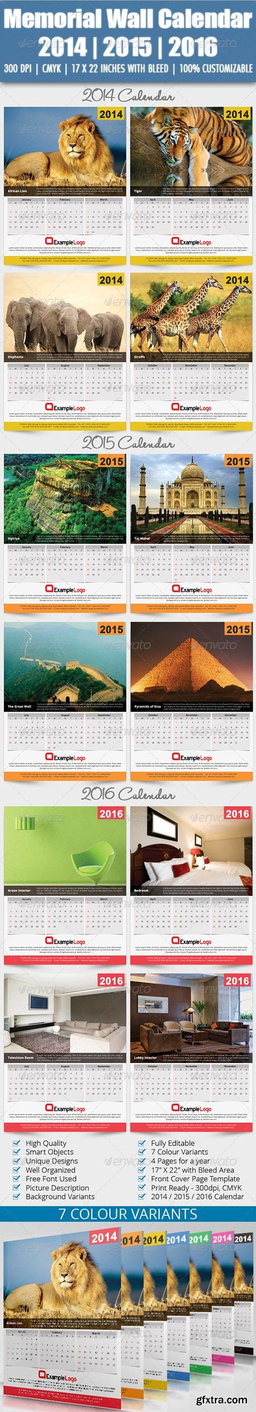 GraphicRiver - Memorial Wall Calendar 2014 | 2015 | 2016