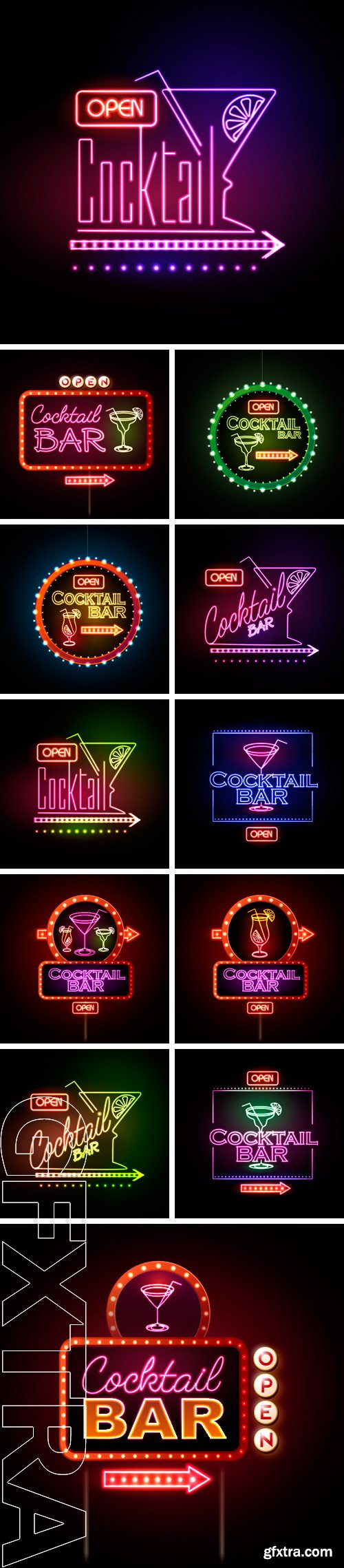 Stock Vectors - Neon sign Cocktail bar