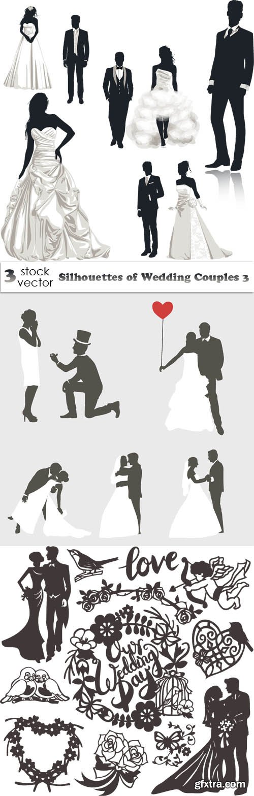 Vectors - Silhouettes of Wedding Couples 3