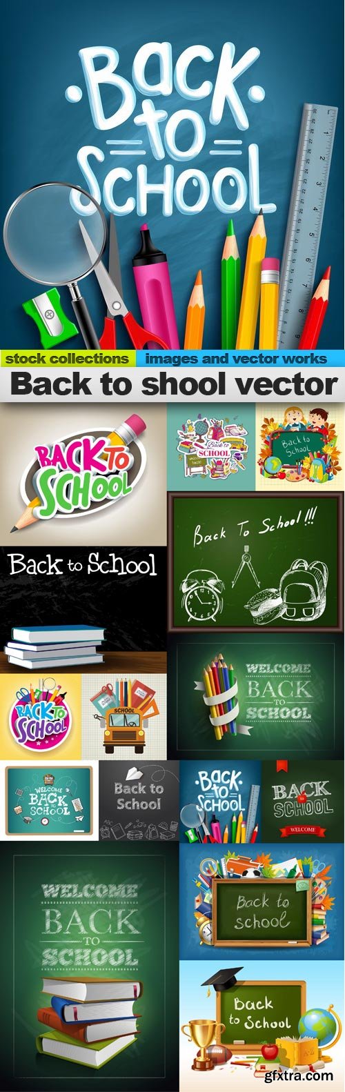 Back to shool vector, 15 x EPS