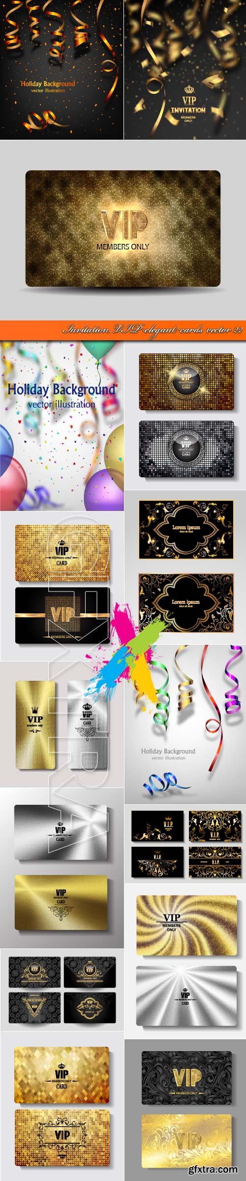 Invitation VIP elegant cards vector 22