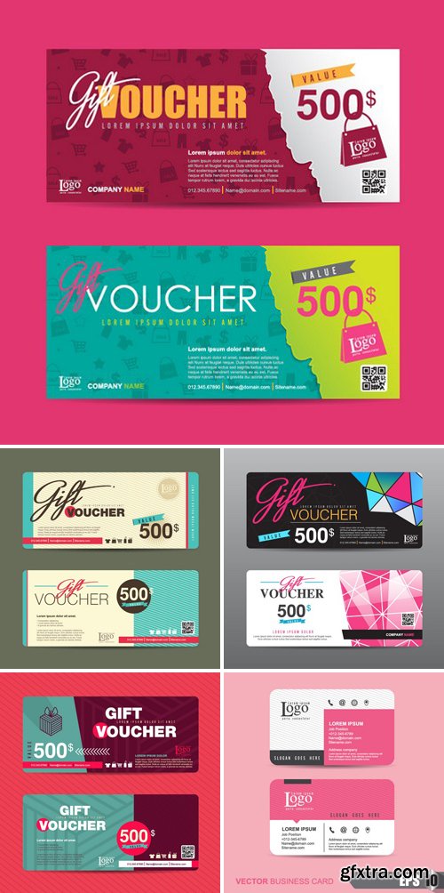 Stock Vectors - Collection Gift Certificate Business Card Banner Calling Card Poster