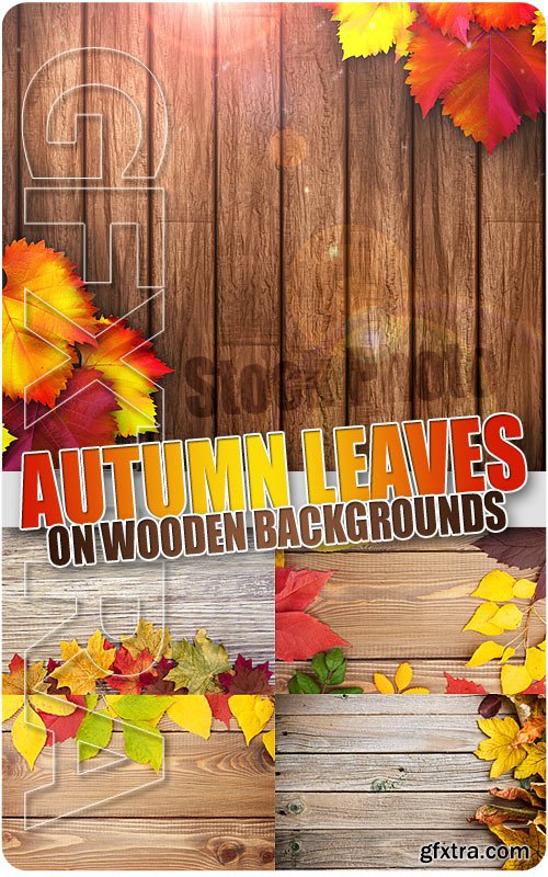 Autumn leaves over wood background - UHQ Stock Photo