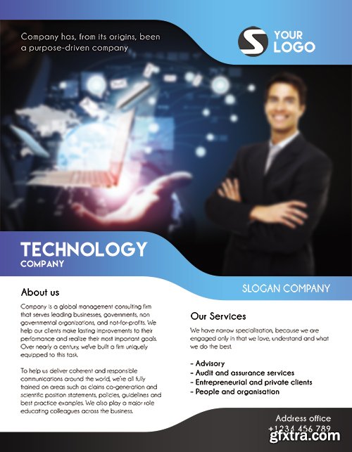 Technology Flyer PSD Template + Facebook Cover