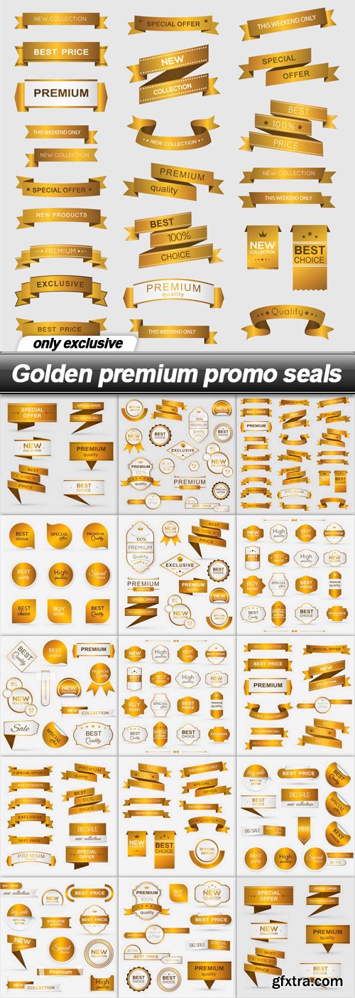 Golden premium promo seals - 14 EPS