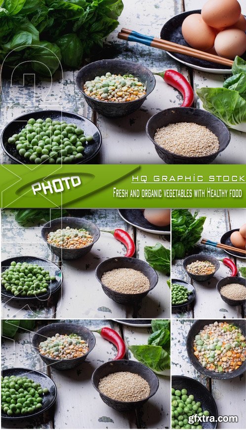 Stock Photo - Fresh and organic vegetables with Healthy food