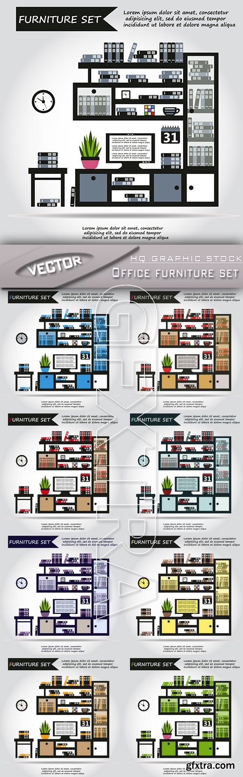 Stock Vector - Office furniture set