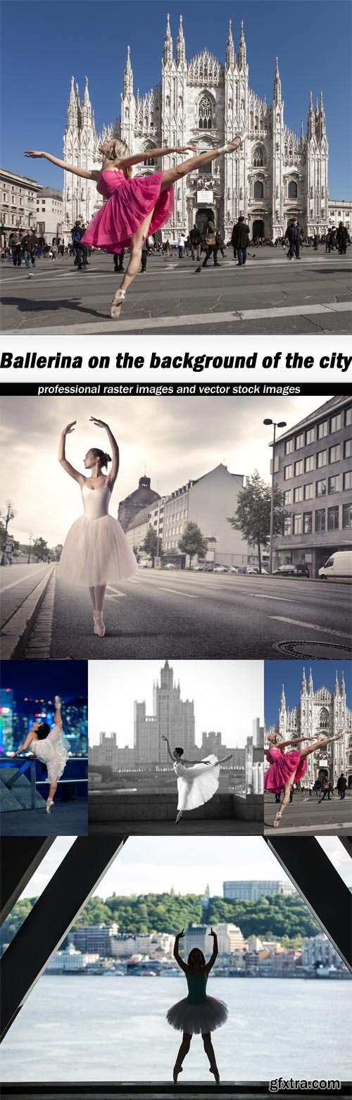 Ballerina on the background of the city